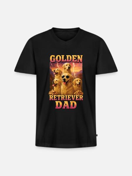 Golden Retriever - Männer Premium Bio T-Shirt mit V-Ausschnitt - Schwarz