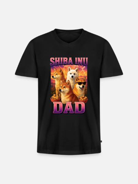 Shiba Inu - Männer Premium Bio T-Shirt mit V-Ausschnitt - Schwarz
