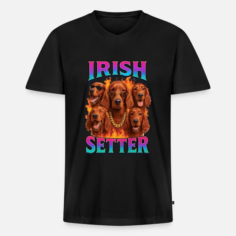 Irish Setter - Männer Premium Bio T-Shirt mit V-Ausschnitt - Schwarz
