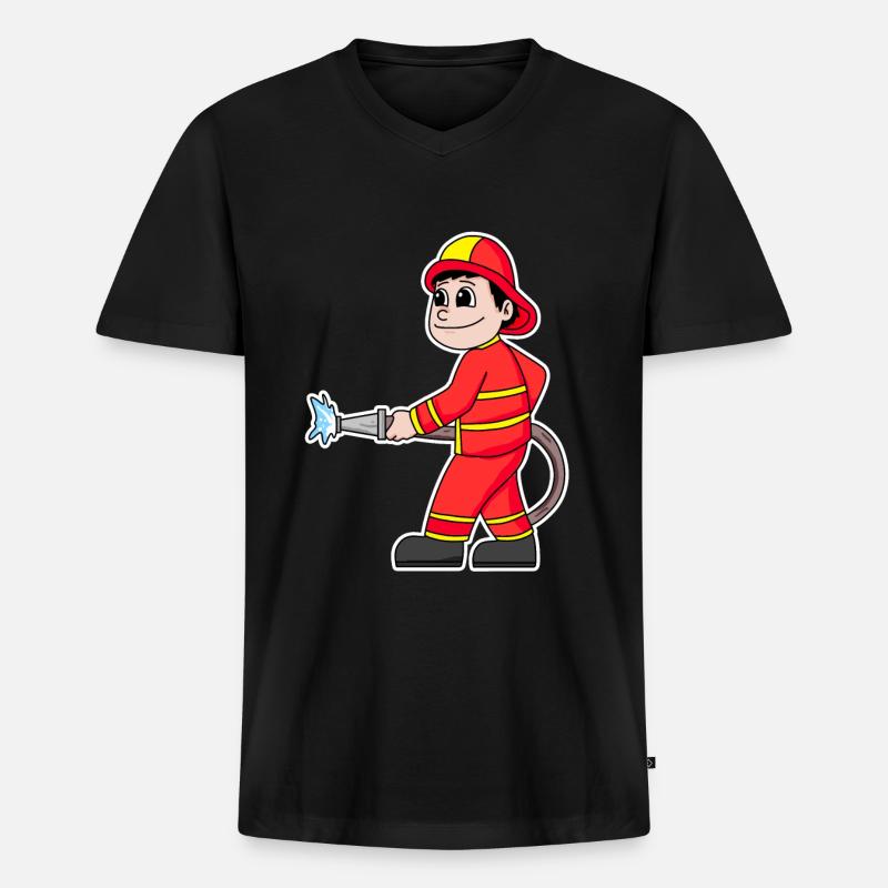 Feuerwehrmann - Männer Premium Bio T-Shirt mit V-Ausschnitt - Schwarz