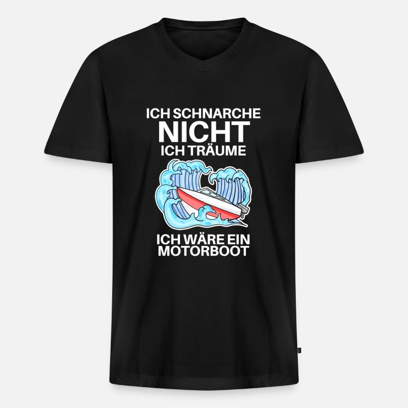 Motorboot Boote Boot - Männer Premium Bio T-Shirt mit V-Ausschnitt - Schwarz
