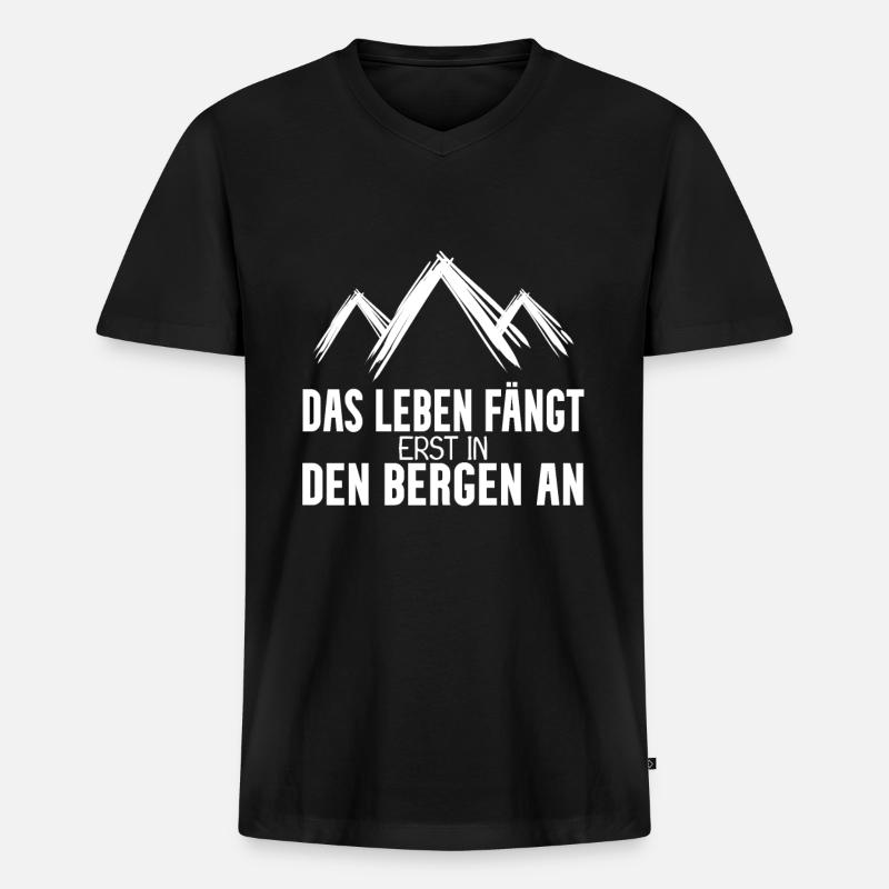 Wandern Berge Wanderer - Männer Premium Bio T-Shirt mit V-Ausschnitt - Schwarz