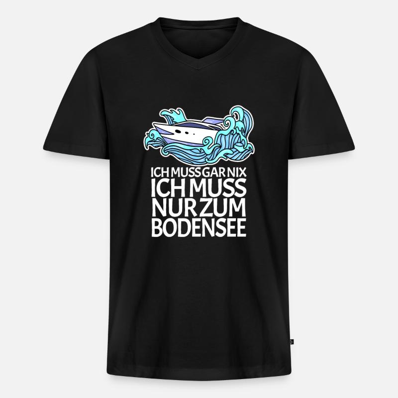 Bodensee - Männer Premium Bio T-Shirt mit V-Ausschnitt - Schwarz