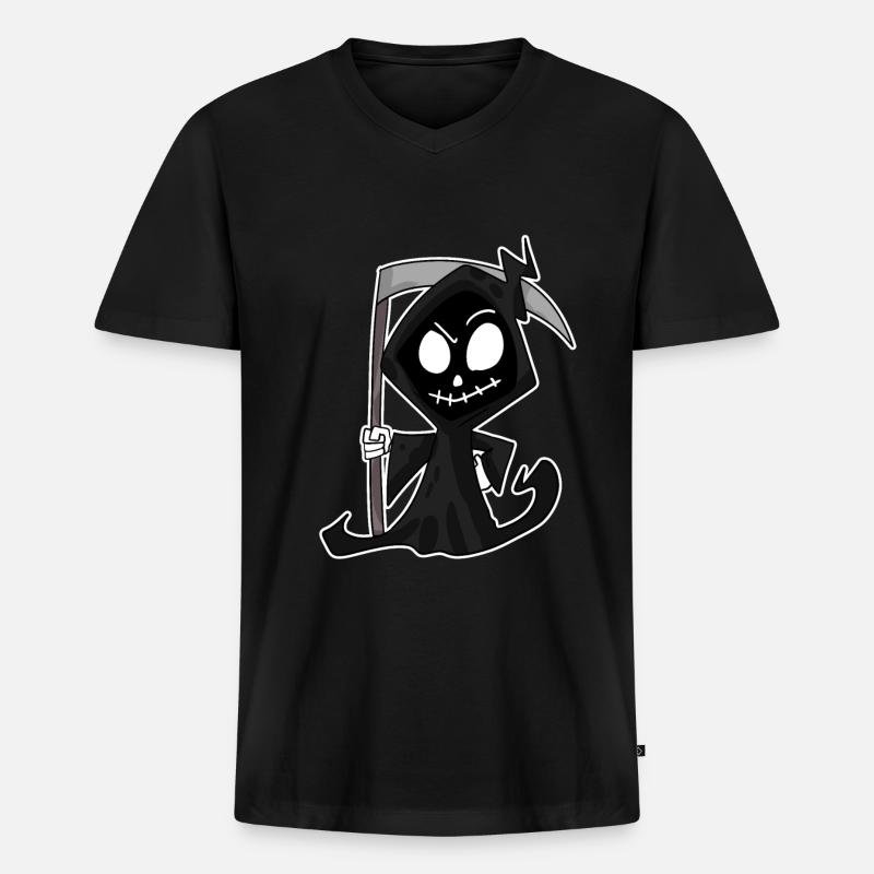 Sensenmann mit Sense - Männer Premium Bio T-Shirt mit V-Ausschnitt - Schwarz
