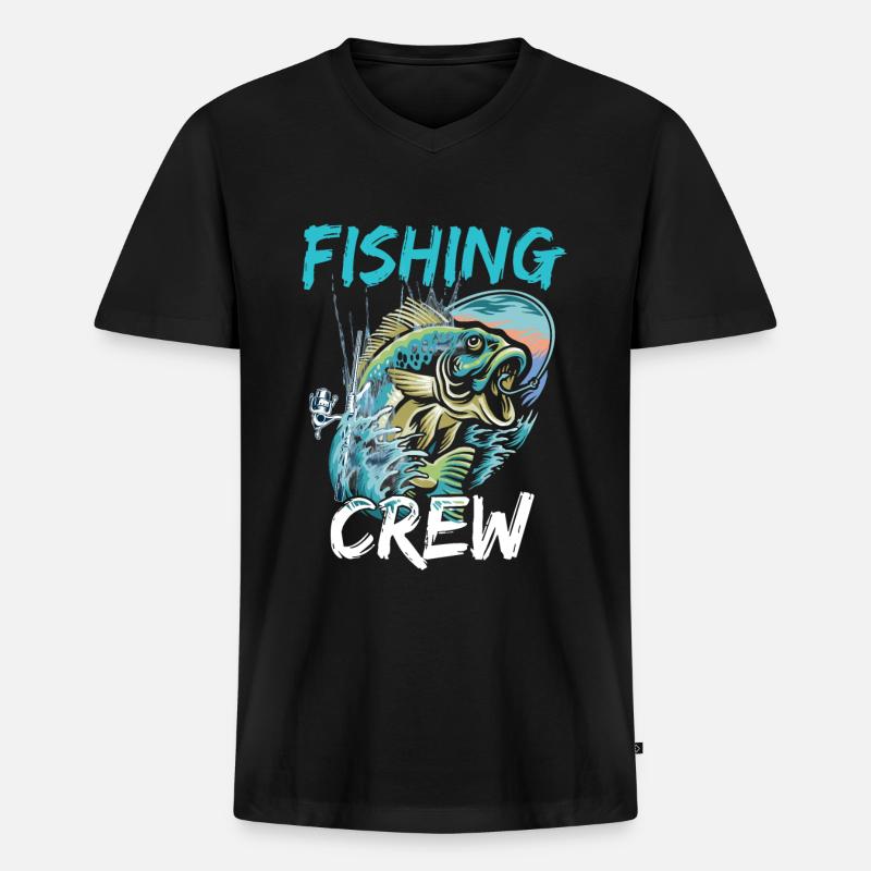 Fischerei Crew - Männer Premium Bio T-Shirt mit V-Ausschnitt - Schwarz