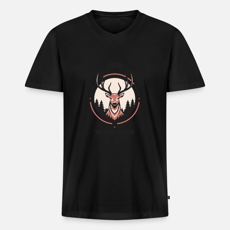 Hirschjäger Einzigartige Jagd - Männer Premium Bio T-Shirt mit V-Ausschnitt - Schwarz