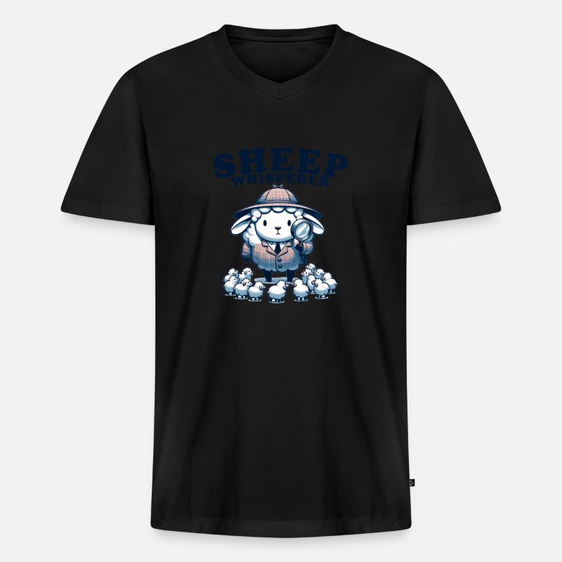 Schafsflüsterer Schaf - Männer Premium Bio T-Shirt mit V-Ausschnitt - Schwarz