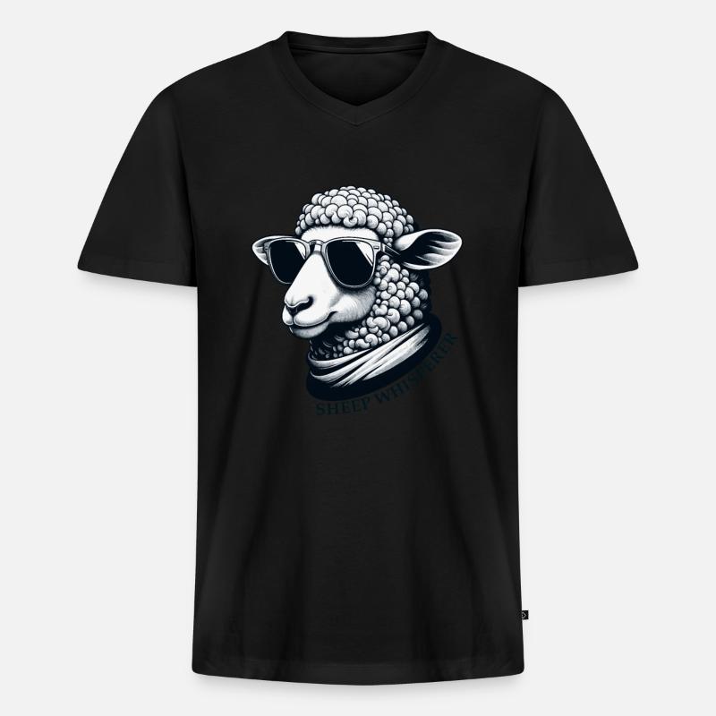 Schafsflüsterer Schaf - Männer Premium Bio T-Shirt mit V-Ausschnitt - Schwarz