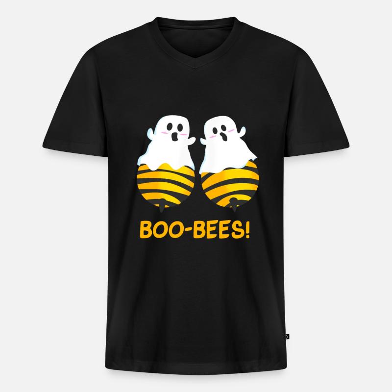 BOO-BEES! Bienen oder Gespenster? - Männer Premium Bio T-Shirt mit V-Ausschnitt - Schwarz