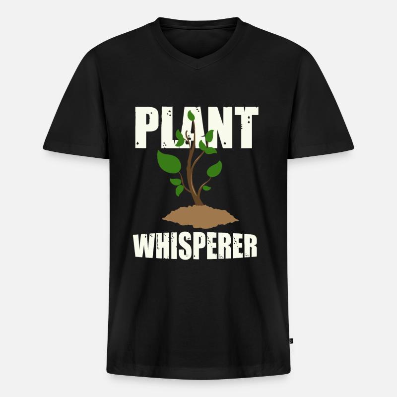 Pflanzenflüsterer - Männer Premium Bio T-Shirt mit V-Ausschnitt - Schwarz