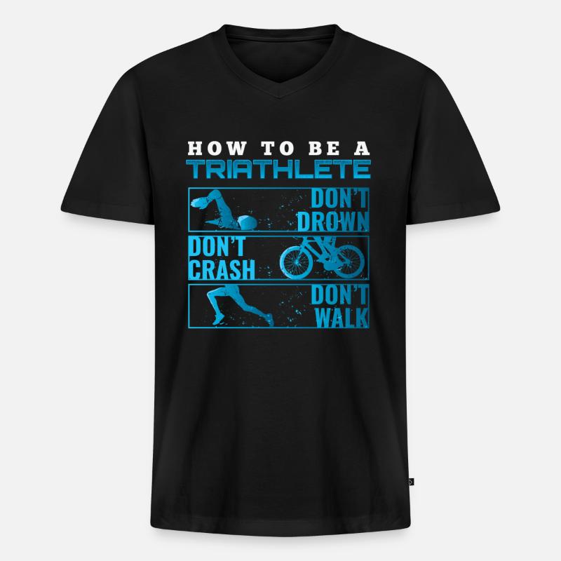 Triathlon Tshirt Geschenk Evolution Männer - Männer Premium Bio T-Shirt mit V-Ausschnitt - Schwarz