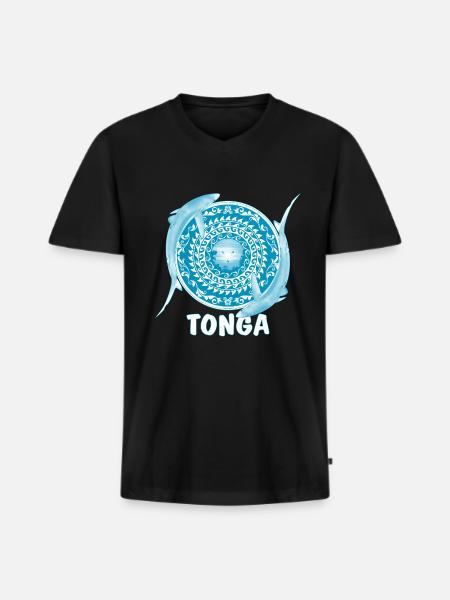 Tonga Blue Sharks - Men's Premium Organic T-shirt with V-neck - black
