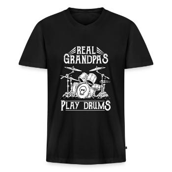 Drums Opa Schlagzeug Drummer Trommel Rock Geschenk - Männer Premium Bio T-Shirt mit V-Ausschnitt - Schwarz - Vorne - Nico (187cm)