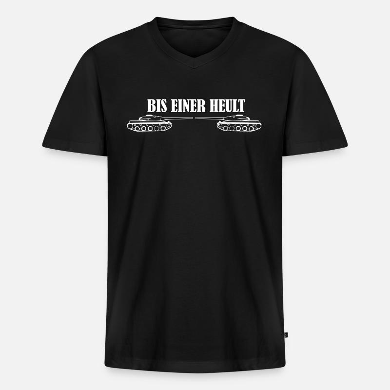 Bis einer heult - Männer Premium Bio T-Shirt mit V-Ausschnitt - Schwarz