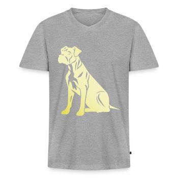 Silhouette de chien boxer - T-shirt encolure en V Premium bio Homme - gris chiné - Devant
