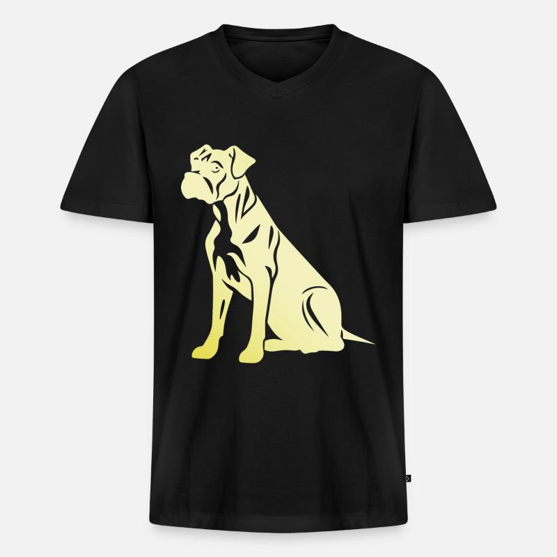 Boxer Hund Silhouette - Männer Premium Bio T-Shirt mit V-Ausschnitt - Schwarz