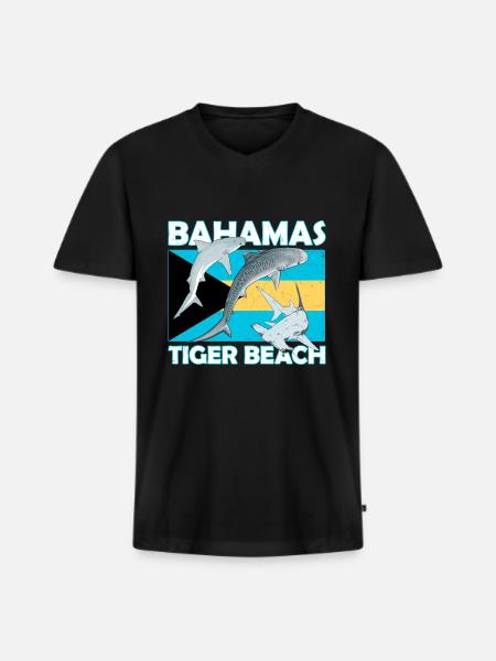 Tiger Beach Bahamas - Men's Premium Organic T-shirt with V-neck - black