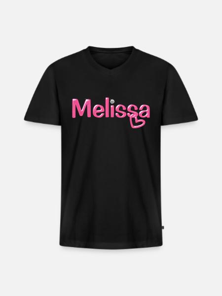 Carattere del palloncino del nome di Melissa - Maglietta ecologica premium da uomo con scollo a V - nero