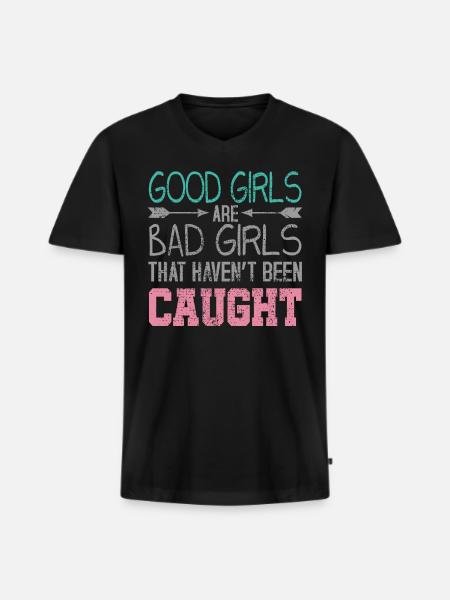 Boese Maedchen Gute Maedchen - Männer Premium Bio T-Shirt mit V-Ausschnitt - Schwarz