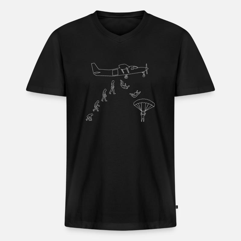 Fallschirmspringen Evolution I Geschenk - Männer Premium Bio T-Shirt mit V-Ausschnitt - Schwarz