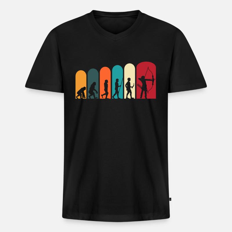Bogenschiessen Bogensport Bogenschütze Evolution - Männer Premium Bio T-Shirt mit V-Ausschnitt - Schwarz