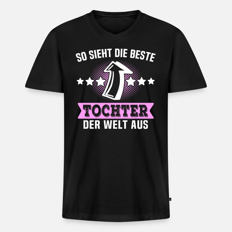 Beste Tochter Geschenk Spruch - Männer Premium Bio T-Shirt mit V-Ausschnitt - Schwarz