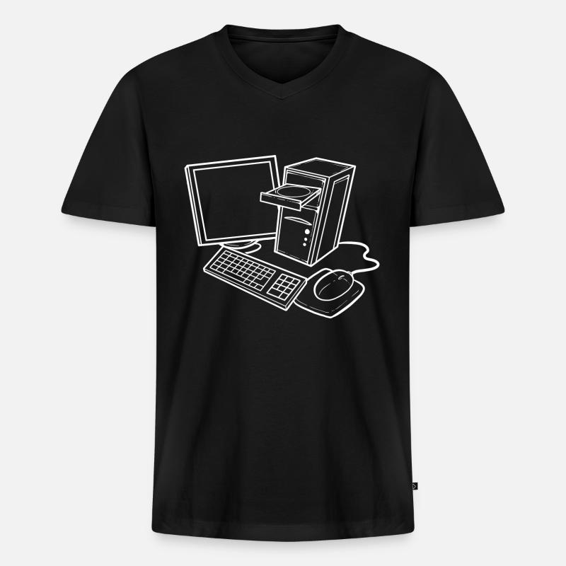 Computer-Set Computertechniker Geschenk - Männer Premium Bio T-Shirt mit V-Ausschnitt - Schwarz
