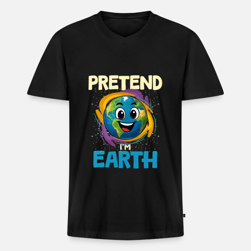 Erde Planet - Männer Premium Bio T-Shirt mit V-Ausschnitt - Schwarz