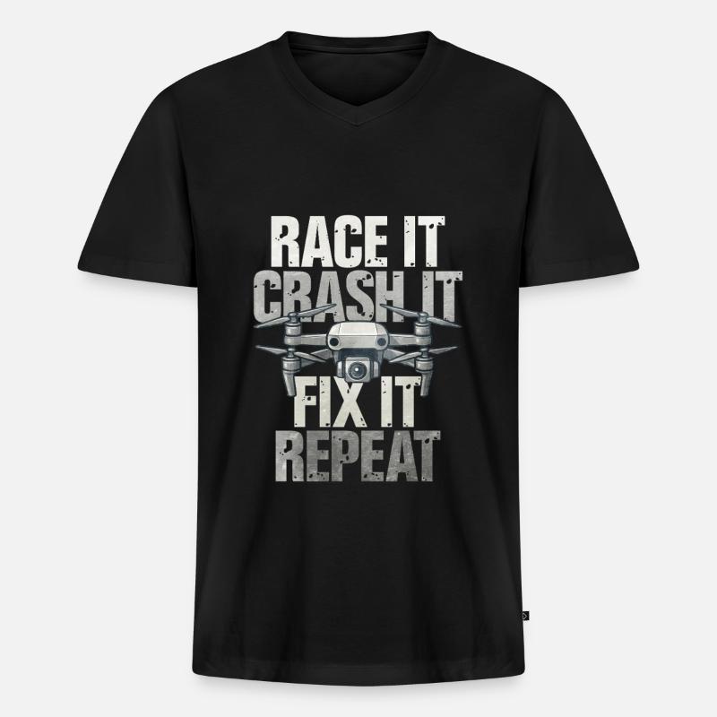 Drone - Männer Premium Bio T-Shirt mit V-Ausschnitt - Schwarz