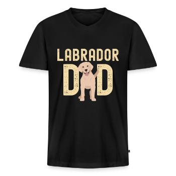 Labrador Papa dad Labrador Liebhaber - Männer Premium Bio T-Shirt mit V-Ausschnitt - Schwarz - Vorne - Nico (187cm)