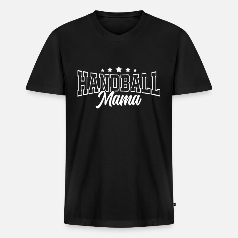 Handball Mama - Männer Premium Bio T-Shirt mit V-Ausschnitt - Schwarz