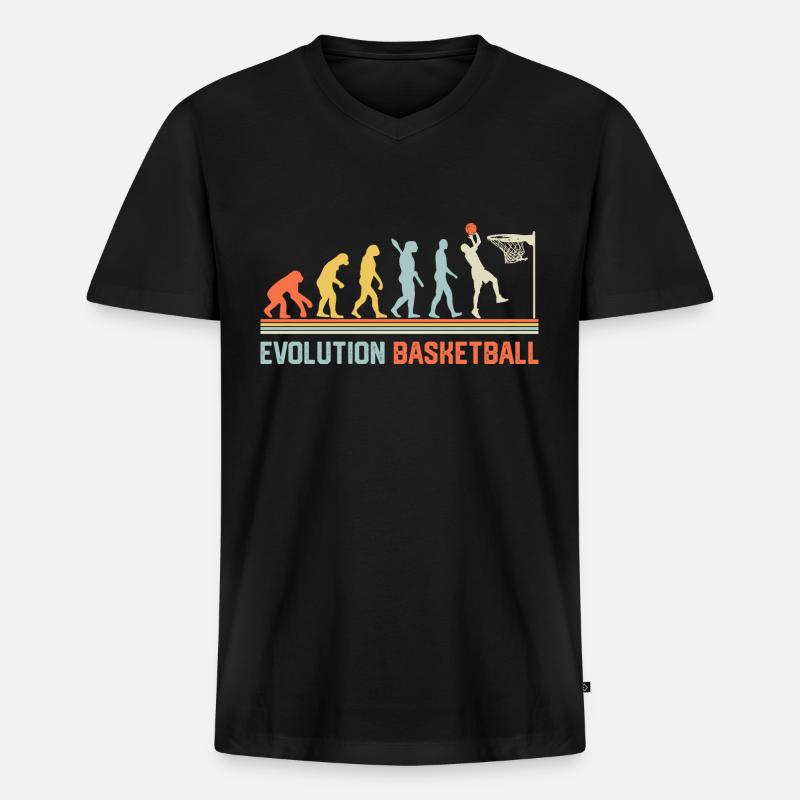 Basketball Evolution - Männer Premium Bio T-Shirt mit V-Ausschnitt - Schwarz