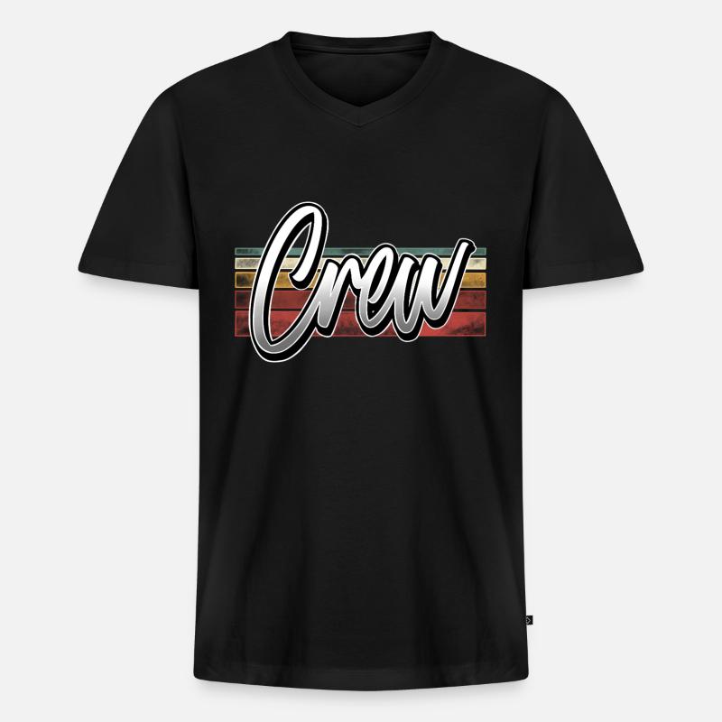 Crew - Männer Premium Bio T-Shirt mit V-Ausschnitt - Schwarz