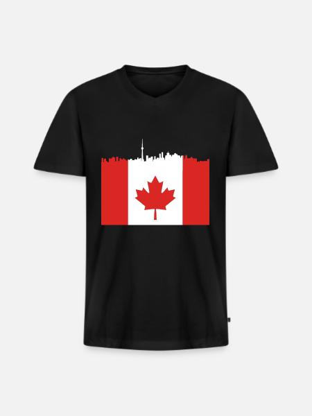 Skyline Maple Leaf Canadian Gift - Men's Premium Organic T-shirt with V-neck - black