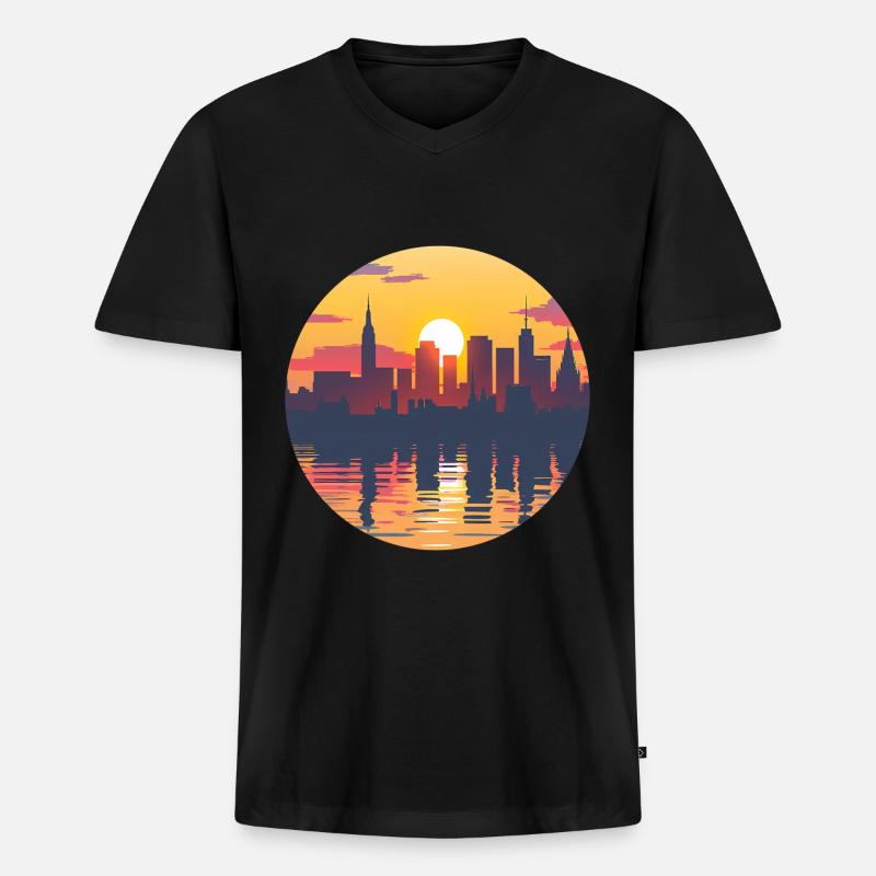 Witten Skyline - Männer Premium Bio T-Shirt mit V-Ausschnitt - Schwarz