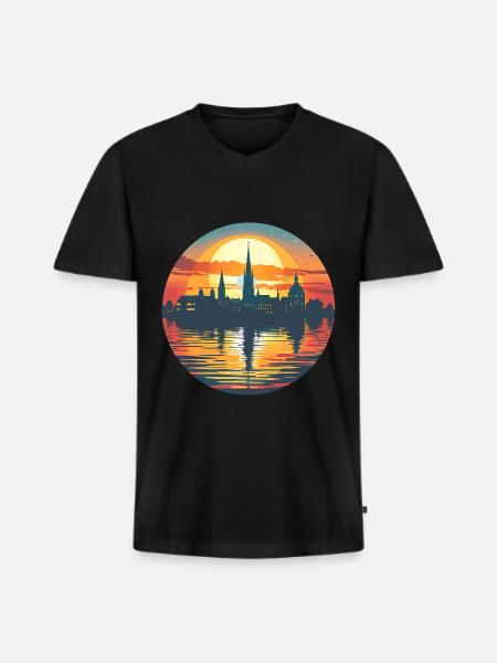 Brunswick Skyline - Men's Premium Organic T-shirt with V-neck - black
