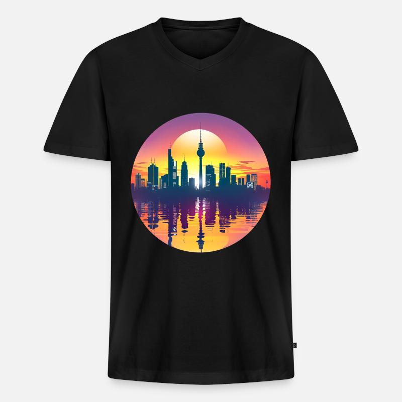 Gutersloh Skyline - Männer Premium Bio T-Shirt mit V-Ausschnitt - Schwarz