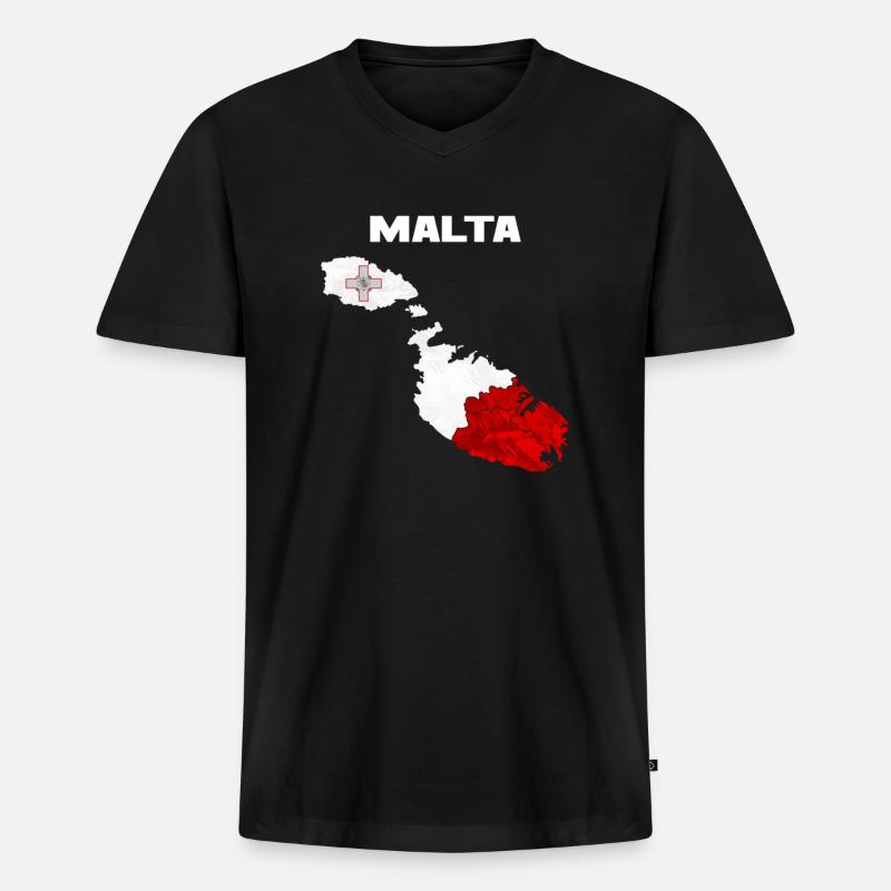 Malta - Männer Premium Bio T-Shirt mit V-Ausschnitt - Schwarz