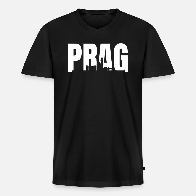 Prag - Männer Premium Bio T-Shirt mit V-Ausschnitt - Schwarz