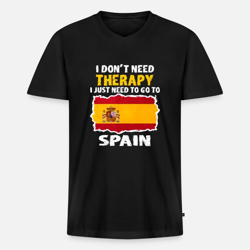 Spanien - Männer Premium Bio T-Shirt mit V-Ausschnitt - Schwarz