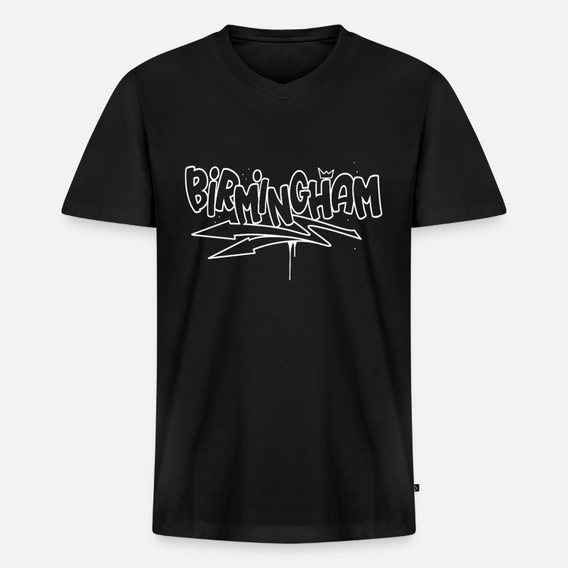 Birmingham Graffiti - Männer Premium Bio T-Shirt mit V-Ausschnitt - Schwarz