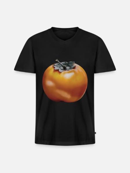 Kaki Frucht - Männer Premium Bio T-Shirt mit V-Ausschnitt - Schwarz