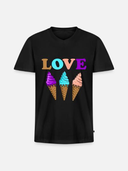 Crème glacée - T-shirt encolure en V Premium bio Homme - noir