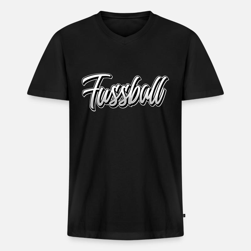 Fussball - Männer Premium Bio T-Shirt mit V-Ausschnitt - Schwarz