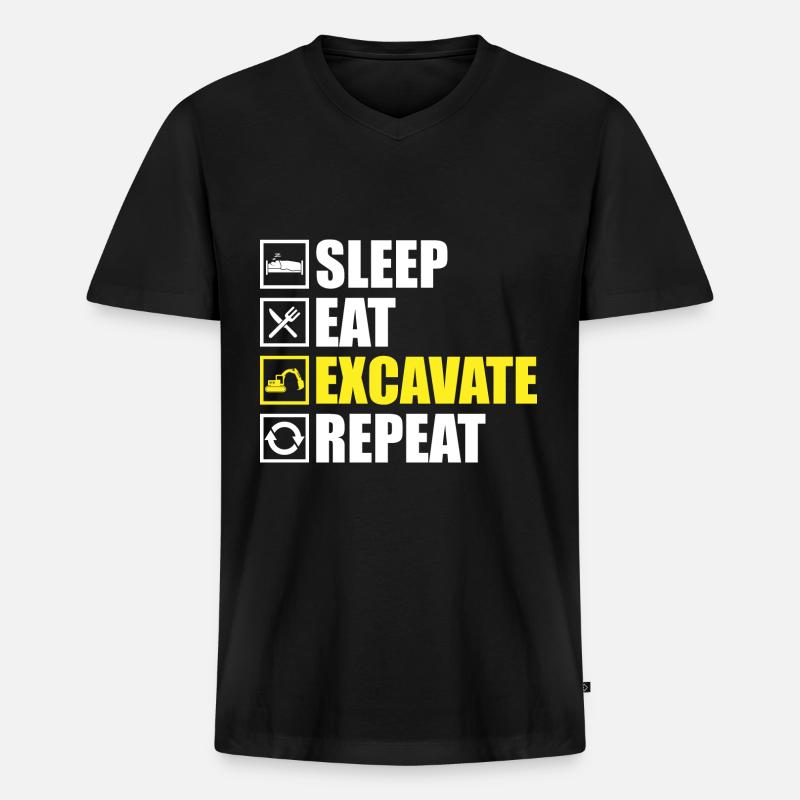 Bagger - Männer Premium Bio T-Shirt mit V-Ausschnitt - Schwarz