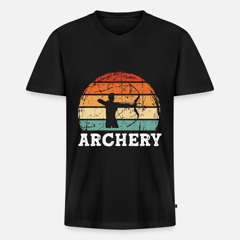 Bogenschießen - Männer Premium Bio T-Shirt mit V-Ausschnitt - Schwarz