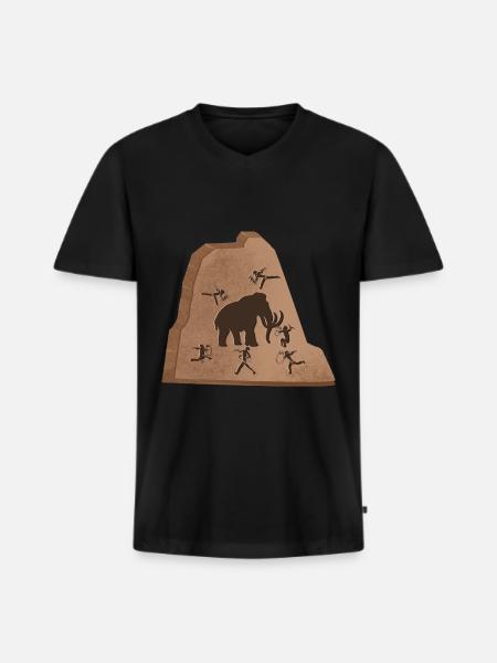 Mammut Steinzeit - Männer Premium Bio T-Shirt mit V-Ausschnitt - Schwarz
