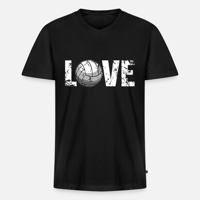 Volleyball - Männer Premium Bio T-Shirt mit V-Ausschnitt - Schwarz