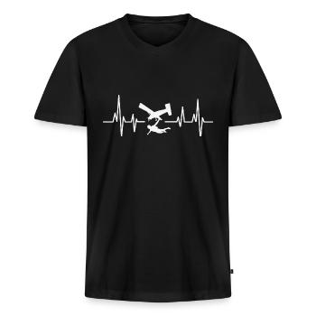 Fallschirmspringen Fallschirmspringer Herzschlag - Männer Premium Bio T-Shirt mit V-Ausschnitt - Schwarz - Vorne - Nico (187cm)