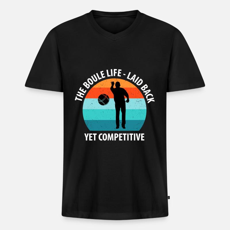 Boule Petanque Boccia Boules - Männer Premium Bio T-Shirt mit V-Ausschnitt - Schwarz
